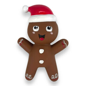 Merry & Bright Gingerbread Vinyl Rubber Squeaky Dog Toy Winter Christmas Holiday